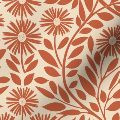 Michaelmas Daisy (Two Colour - Orange on Cream) LARGE