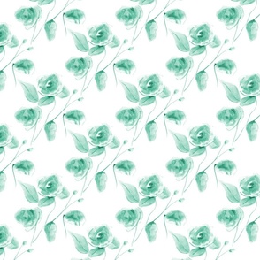 Simple Vintage Green Monochromatic Rose Pattern