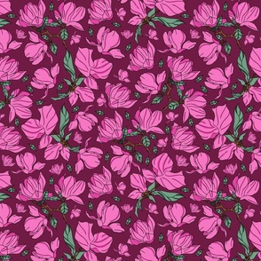 Magnolia pink flower print 