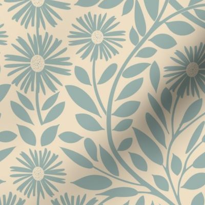 Michaelmas Daisy (Two Colour - Blue on Cream)  LARGE