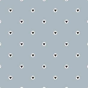 Simple Black Love Hearts Polka Dots on Grey Gray