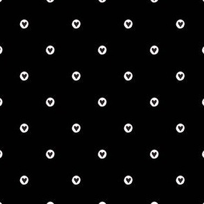 Simple Black Love Hearts Polka Dots on Black