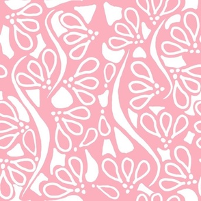 Stylized Cutwork In Pink and White