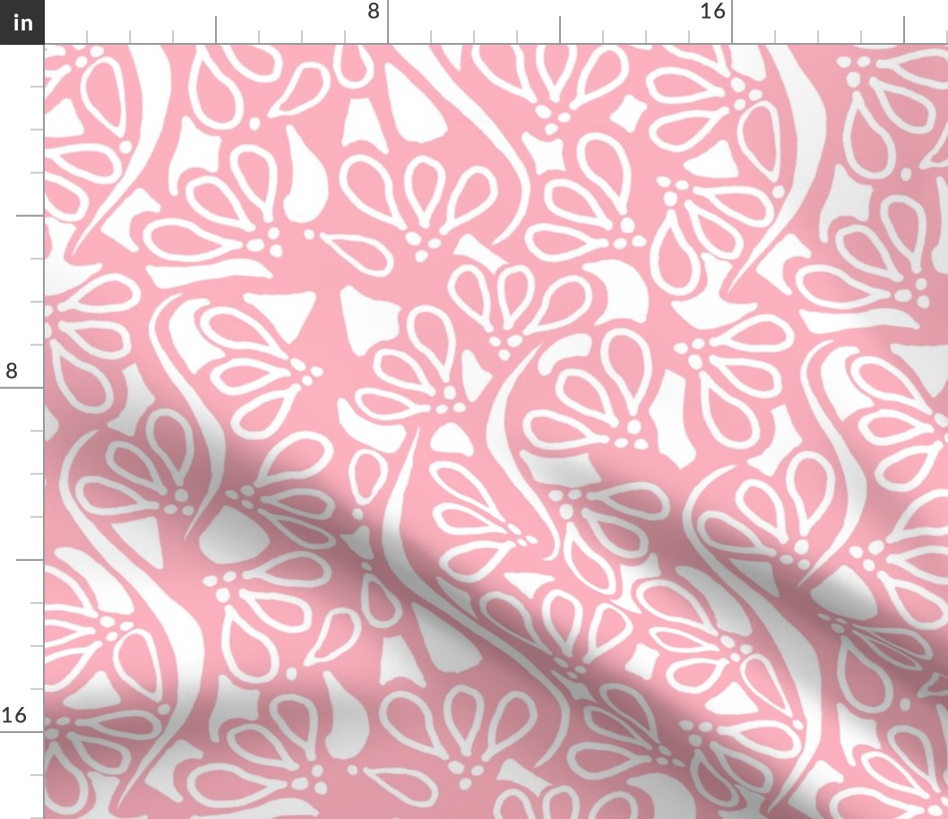 Stylized Cutwork In Pink and White