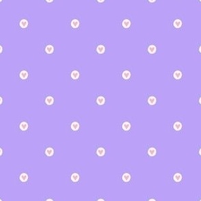 Small Pink Hearts Polka Dots on Lilac light Purple
