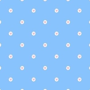 Small Pink Hearts Polka Dots on Light Blue