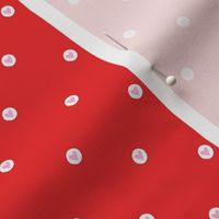 Small Pink Hearts Polka Dots on Red