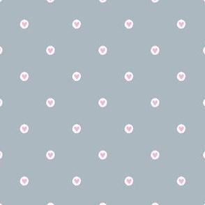Small Pink Hearts Polka Dots on Grey Gray
