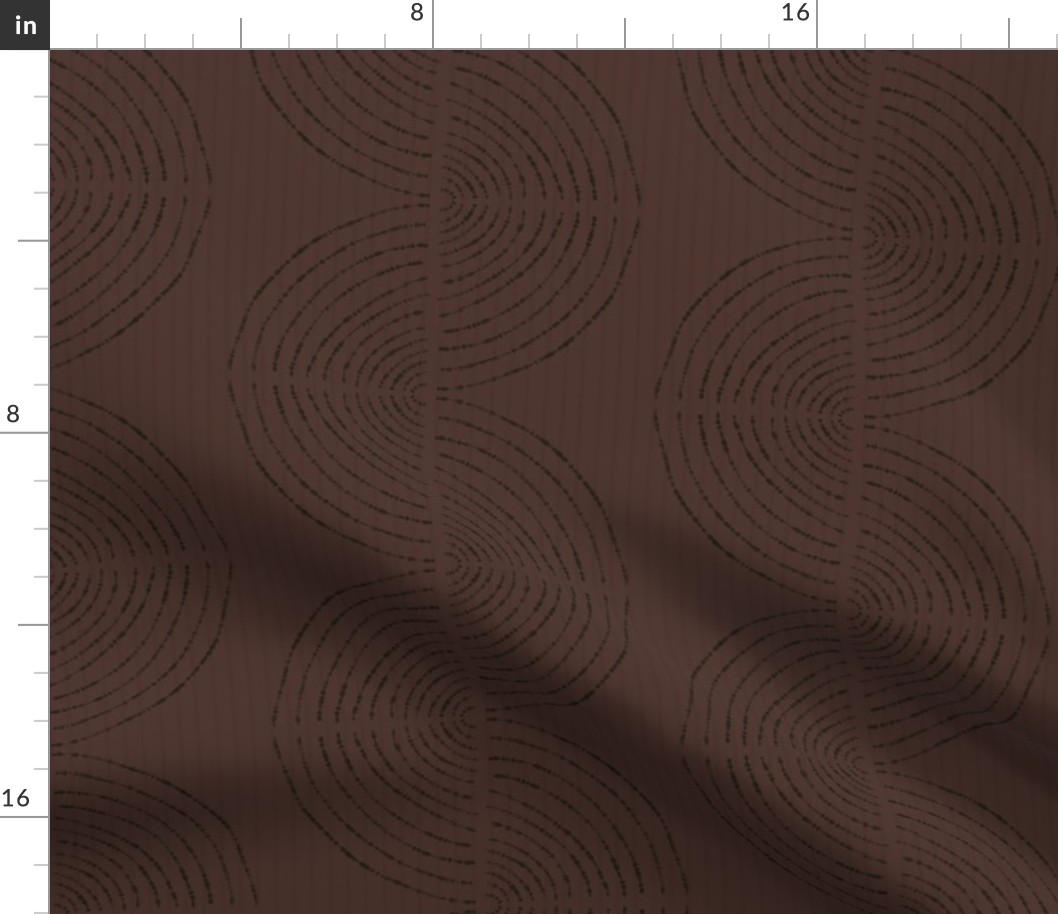 Modern Moody Boho Geometric Waves in rustic Mahogany brown