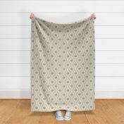 Seashells in the waves in moody earthy sage green on cream - minimalist marine ogee pattern with vintage vibe for classic elegant kids room, coastal chic or grandmillennial interior