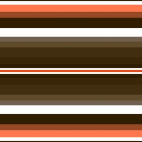 Large Gradient Stripe Horizontal in brown 311d00, orange ff3c00, and white. Team colors. School Spirit.