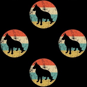 Retro German Shepherd Dog Breed Icon Repeating Pattern Black