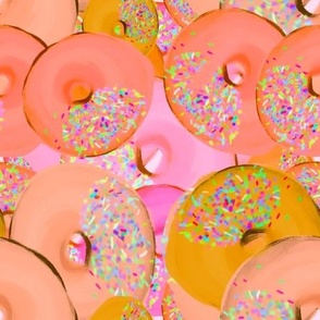 Orange Pink Yellow Donuts - Strawberry Donuts, Lemon Donuts, Orange Donuts, Pink Donuts - Donuts / Glazed Donuts / Iced Donuts