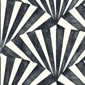 (large) textured wide art deco stripes geometric black white