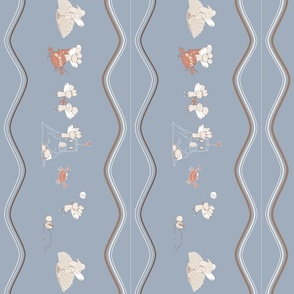 On the Beach - Wallpaper Border (triple) Navy