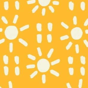 SUN & DASH | 24" | Sunny Chic: Minimalist Hand-drawn suns and dashes in bright, sunshine yellow
