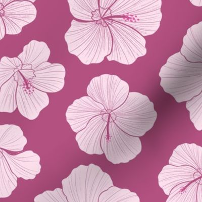 Medium Tropical Hawaiian Hibiscus Flowers in Magenta Pink