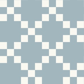 Irish Chain Pattern in Dusty Light Blue and Ivory.