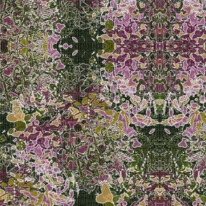 floral English castle country cottage garden pink lavender plum green