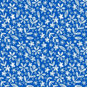 Ditsy Floral Chalk in Bright Blue and White
