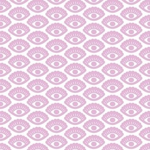 August Dream curious lucky eyes - Oriental ornament boho design pink on white