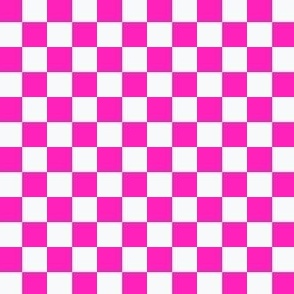 1/2" Checkboard Squares Hot Pink and White