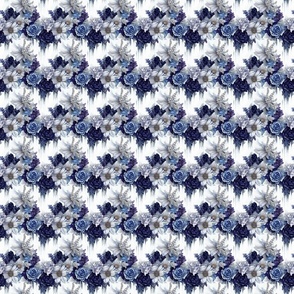 Blue and White Flowers with Diamonds