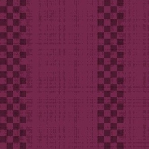 Thin Basket Weave Stripe with Linen Texture - Berry Purple - Large Scale - Woven Stripe Effect in a Rich Autumn Color