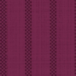 Thin Basket Weave Stripe with Linen Texture - Berry Purple - Medium Scale - Woven Stripe Effect in a Rich Autumn Color