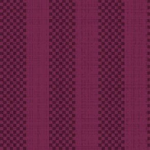 Wide Basket Weave Stripe with Linen Texture - Berry Purple - Medium Scale - Handwoven Stripe Effect for Autumn Home Decor and Upholstery