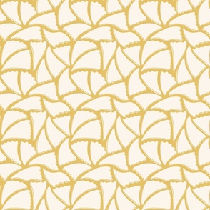 Small Abstract Tropical Summer Flower Petals Allover Tossed Print in Goldenrod Yellow