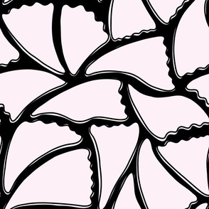 Medium Abstract Tropical Summer Flower Petals Allover Tossed Print in Black and White