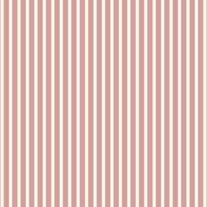 Vintage Ticking Stripe in Dusty Rose Pink and Ivory.