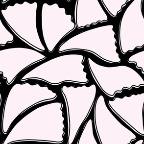 Large Abstract Tropical Summer Flower Petals Allover Tossed Print in Black and White