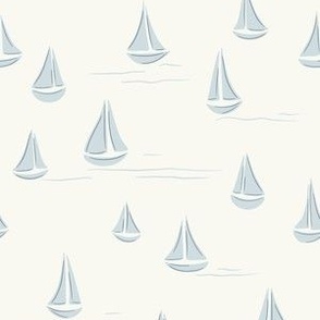 Seaside Sailboats in Light Blue and Ivory.