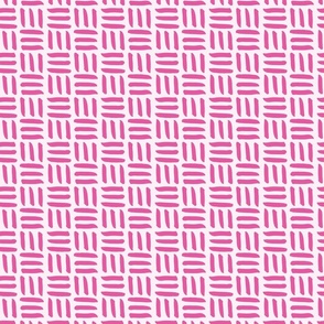 Small Modern Geometric Basket Weave Linework in Magenta Pink