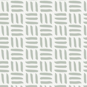 Medium Modern Geometric Basket Weave Linework in Celadon Green