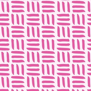Medium Modern Geometric Basket Weave Linework in Magenta Pink