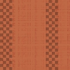 Thin Basket Weave Stripe with Linen Texture - Rust Orange - Large Scale - Handwoven Stripe Effect for Autumn Home Decor and Upholstery