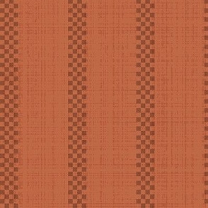 Thin Basket Weave Stripe with Linen Texture - Rust Orange - Medium Scale - Handwoven Stripe Effect for Autumn Home Decor and Upholstery