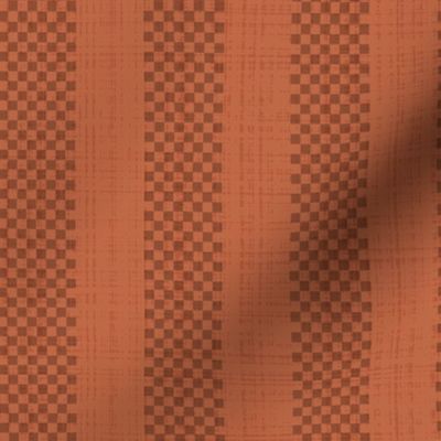 Wide Basket Weave Stripe with Linen Texture - Rust Orange - Medium Scale - Handwoven Stripe Effect for Autumn Home Decor and Upholstery