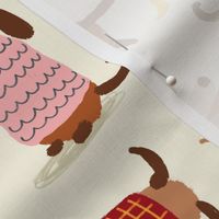 Dachshund Sweater Weather - Dense Pattern (Large Scale)