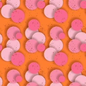 Floating Polka Dots in Orange and Pink - 4 inch repeat - medium scale