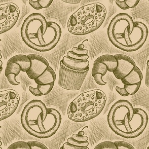  Seamless pattern with buns, cakes, cheesecakes, croissants and other sweet pastries 3