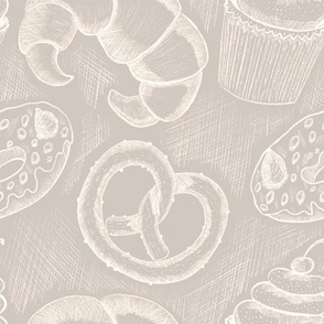  Seamless pattern with buns, cakes, cheesecakes, croissants and other sweet pastries 5