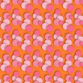 Floating Polka Dots in Orange and Pink - 2 inch repeat - Small scale
