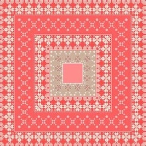 coral monochromatic ethnic ornament geometric pattern 