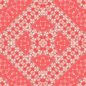 coral monochromatic ethnic ornament geometric pattern 