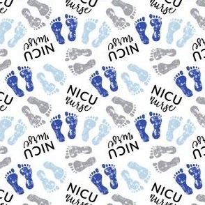 NICU Nurse - multi baby feet - blue/grey- nursing - LAD24