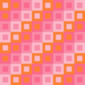 2024 Variegated Double Dip Orange and Pink Checks - 4 inch repeat - medium scale